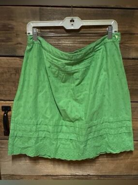 Women's Green Eyelet Cotton Skirt